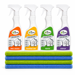 4×500 ml Bezoplachový Ultra Nano čistič Mega Set + 4x utěrka