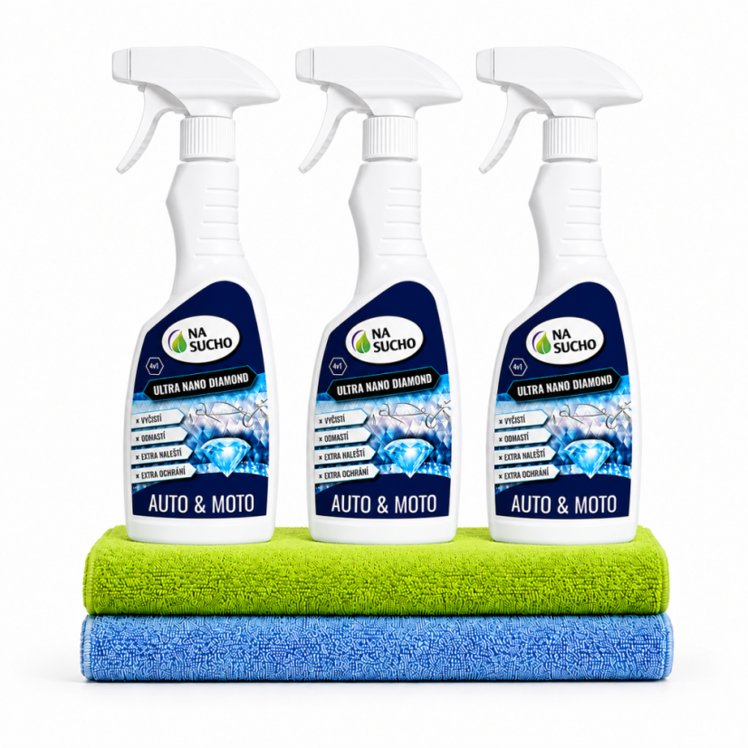 3x 500ml Ultra nano čistič diamond 500ml+ 2x utěrka