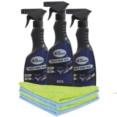 3x 500 ml Tekutý nano vosk moto+4x utěrka