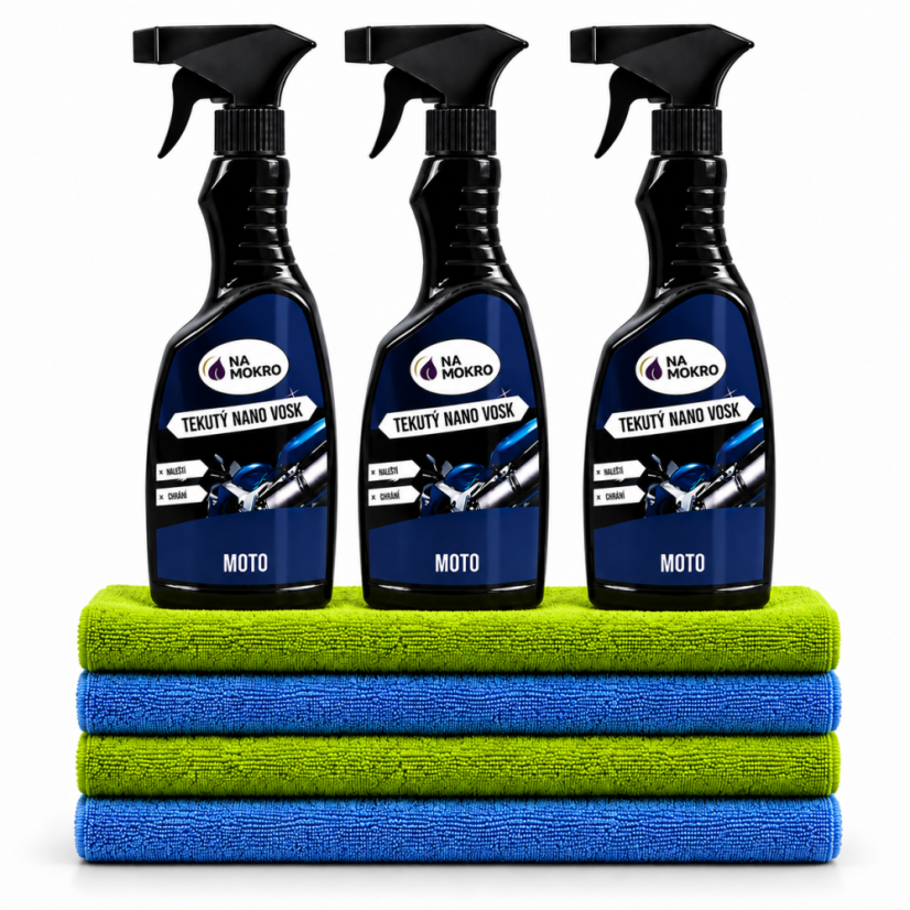3x 500 ml Tekutý nano vosk moto+4x utěrka 3x 500 ml Tekutý nano vosk moto+4x utěrka