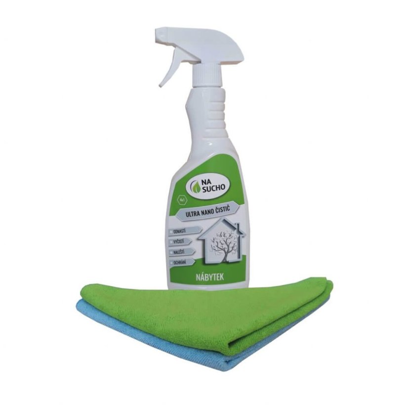 Bezoplachový Ultra nano čistič nábytek 500ml+2x utěrka Bezoplachový Ultra nano čistič nábytek 500ml+2x utěrka