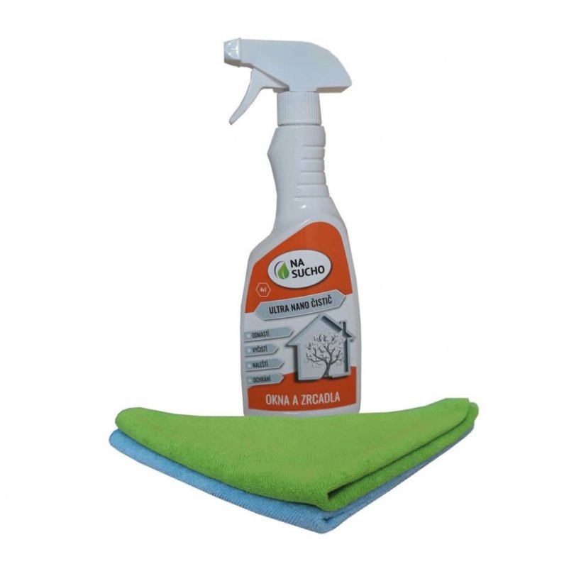 Bezoplachový Ultra nano čistič okna a zrcadla 500ml+2x utěrka Bezoplachový Ultra nano čistič okna a zrcadla 500ml+2x utěrka
