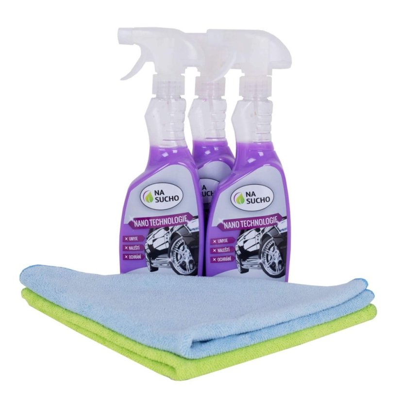 3x 500ml Ultra nano čistič auto + 2x utěrka